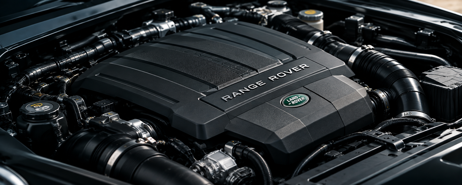 High-quality close-up of a Range Rover engine